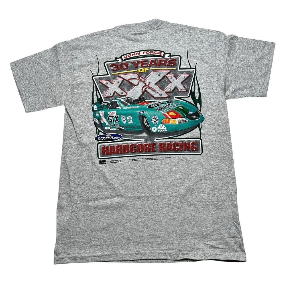 Gildan John Force T-Shirt Mens M Gray 30 Years‎ XXX Hardcore Racing NHRA Vintage